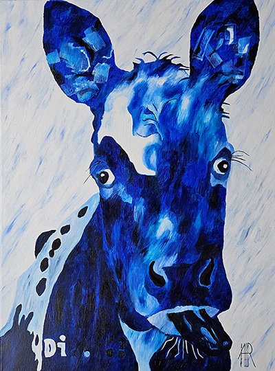 eine Kuh in Öl gemalt von Gabriele Waller