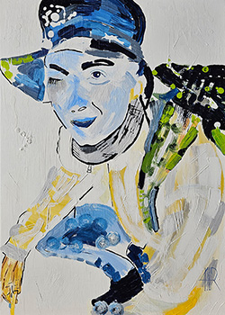 ein Reisender in Acryl expressiv gemalt von Gabriele Waller