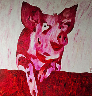 ein Schwein in Öl gemalt von Gabriele Waller