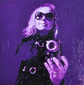 ein Miniformat Selbstportrait in Öl gemalt von Gabriele Waller