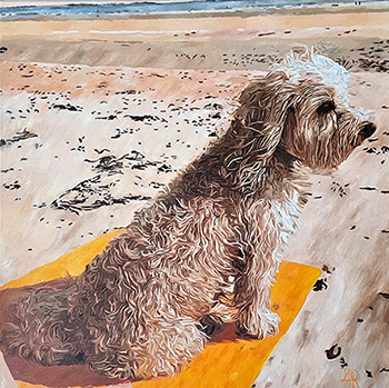 ein Hund gemalt in Öl von Waller