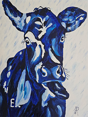 eine Kuh mit Ölfarbe gemalt von Gabriele Waller