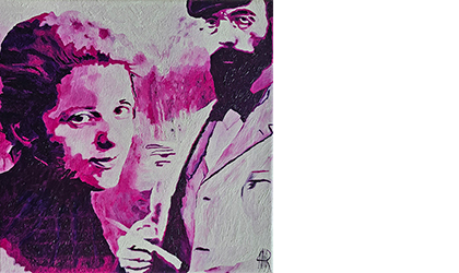 ein Miniformat Paula Modersohn-Becker mit ihrem Mann in Öl gemalt von Gabriele Waller