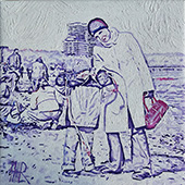 ein Miniformat in Öl Strandtag aktiv gemalt von Gabriele Waller