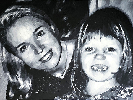 eine Mutter und ihre Tochter in Oel gemalt von Gabriele Waller