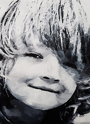 ein Junge in Oel und in schwarz-weiss gemalt von Gabriele Waller