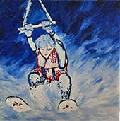 ein Miniformat in Öl Junge auf Wasserski gemalt von Gabriele Waller