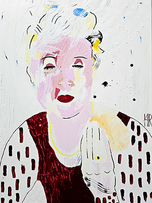 eine zufriedene Frau in Acryl expressiv gemalt von Gabriele Waller
